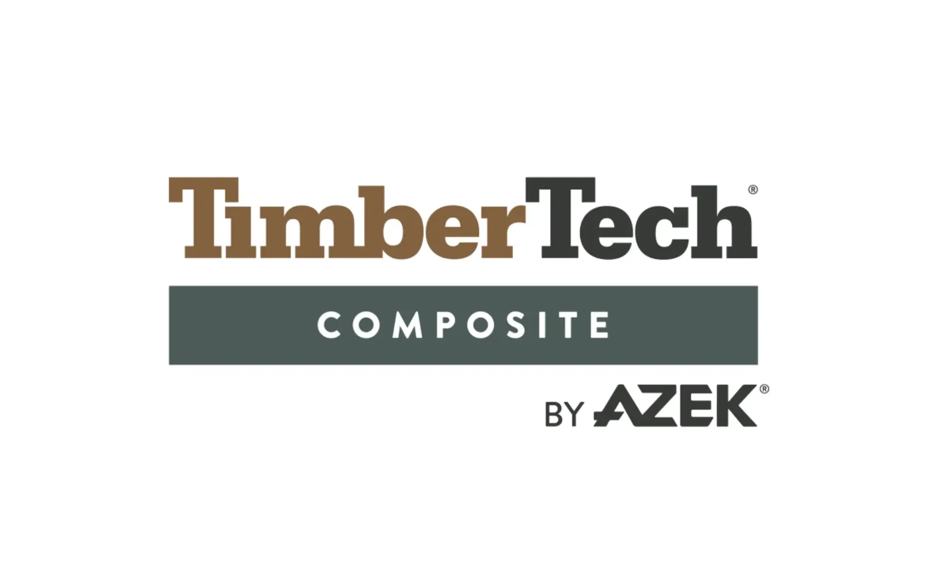 The TimberTech Composite by AZEK logo, featuring “TimberTech” in brown and black lettering above a green bar with the word “Composite,” and “By AZEK” below in stylized black text.